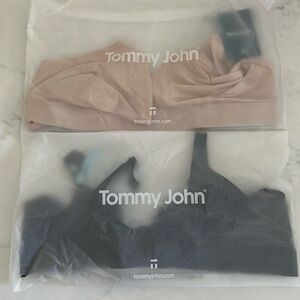 NEW | Tommy John Ari Triangle Bralette | set of 2 | size M | black & rugby tan
